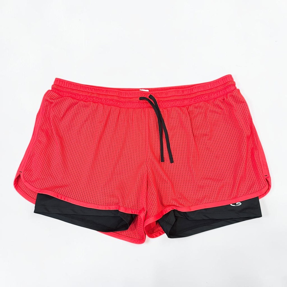 Y2K Champion Duo Dry XXL Women Red Mesh 2-in-1 Compression Basketball Shorts